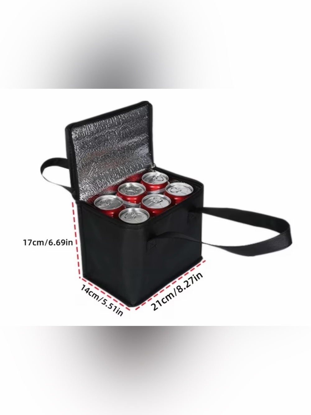 Blue Insulated 6-Can Cooler Tote with Handles - Picture 6 of 6